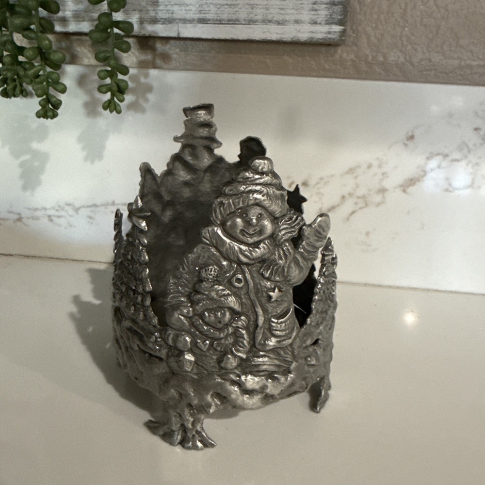 Salt City Pewter Snowman Candle Holder